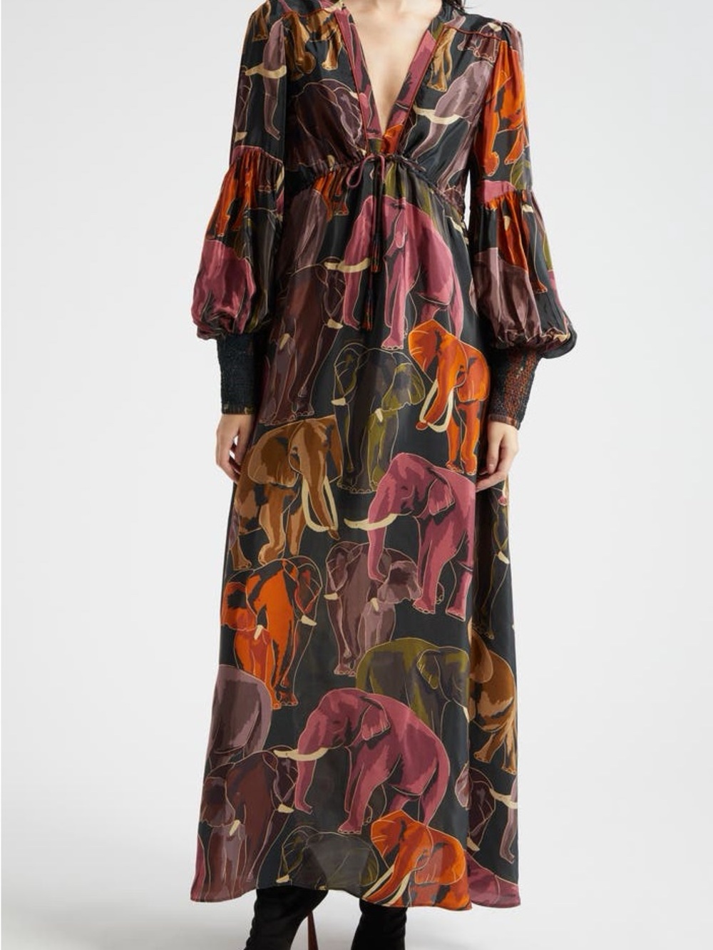 Farm Rio Gathered floral-print crepe de chine midi dress
